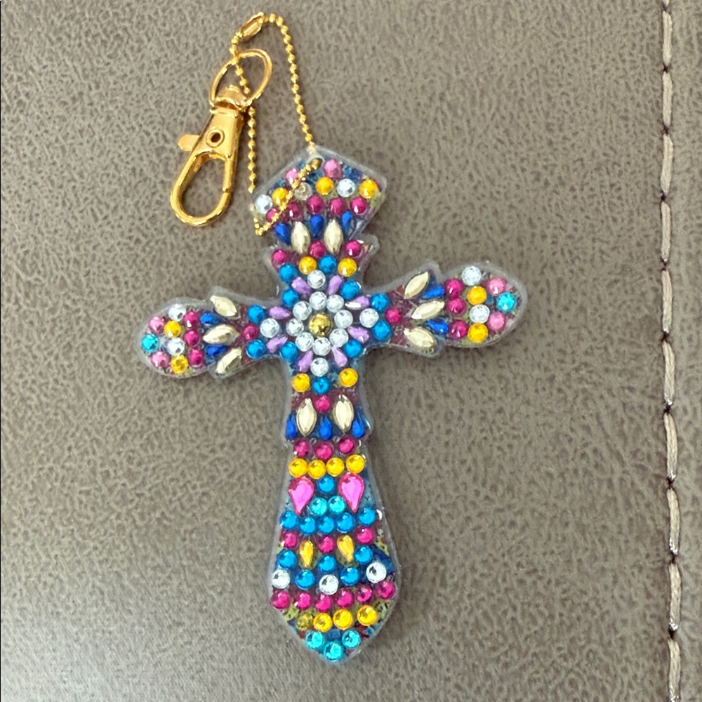 Colorful Beaded Cross Key Holder